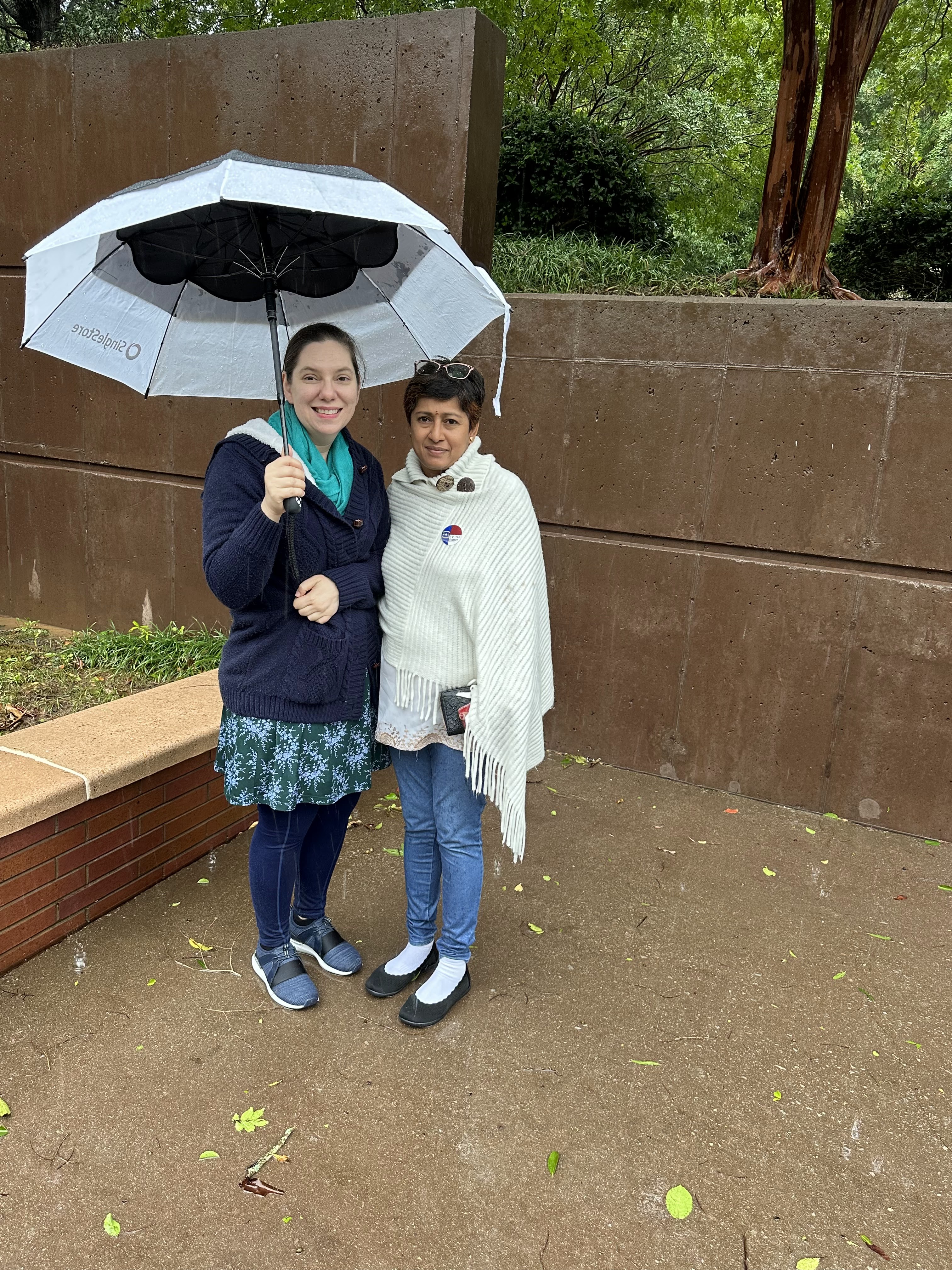 Standing in the rain at early voting