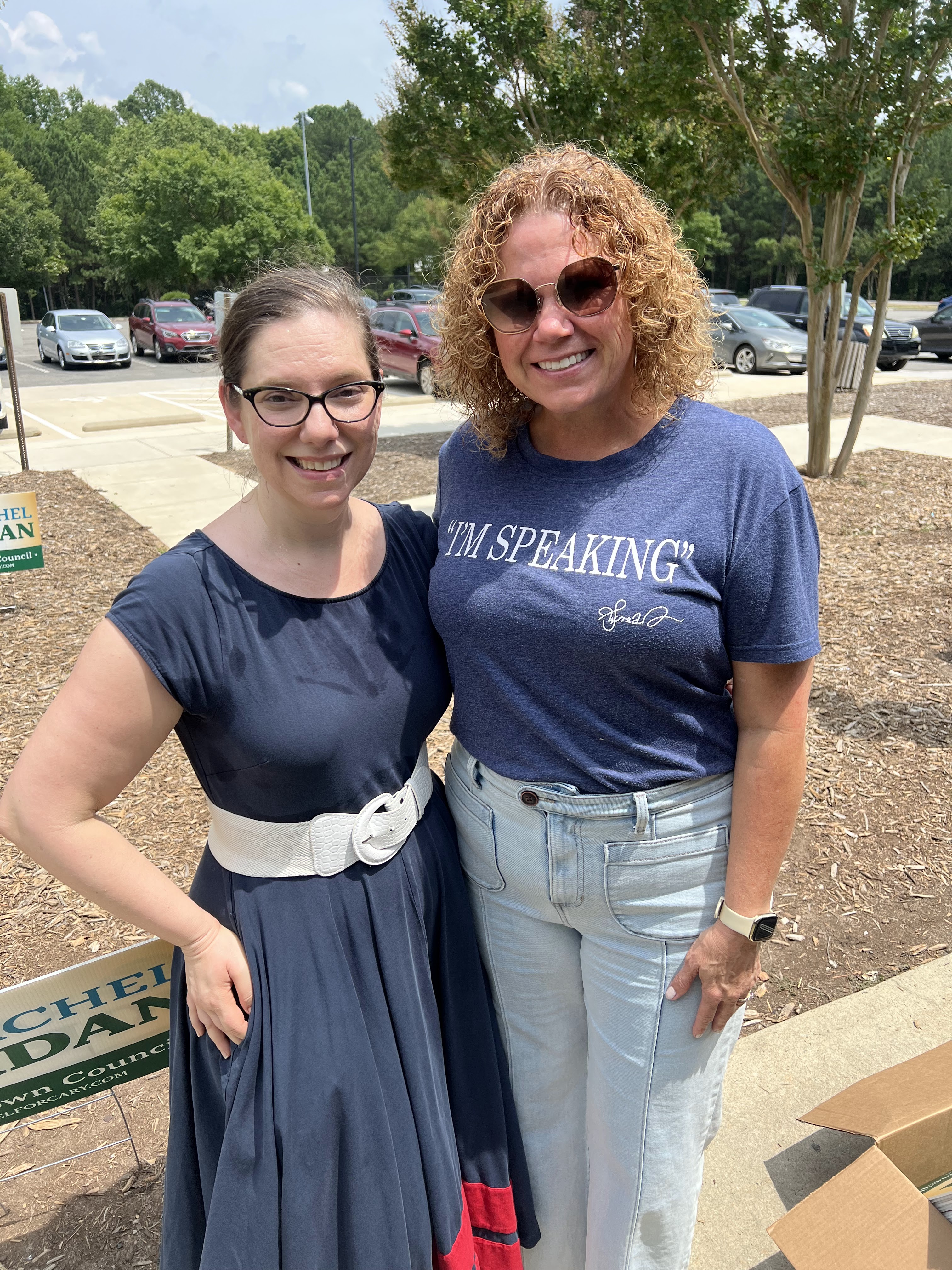 Rachel Jordan with supporter at campaign kickoff