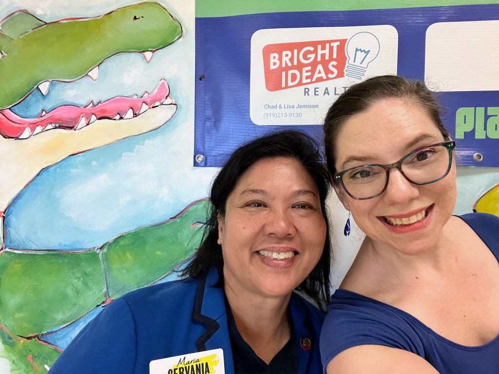 Rep. Maria Cervania, NC House of Representatives, with Rachel Jordan